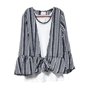 Belle Du Jour Tie Front Cardigan With Tank Top